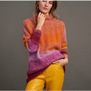 ANTHROPOLGIE Perri Ombre Tunic Rainbow Sweater, Size Medium